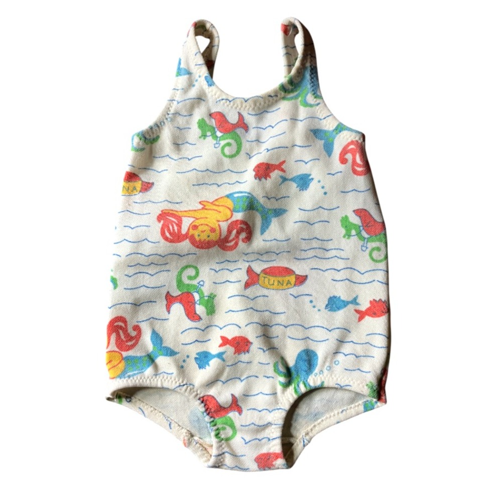 VTG Carter's Toddler Swim Suit FISH OCEAN MERMAIDS Adorable! Nylon Tank 1-Pc 3T